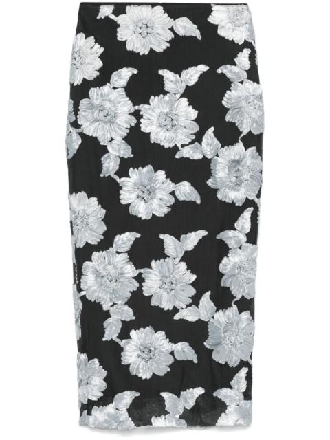 ROTATE floral-mesh pencil skirt