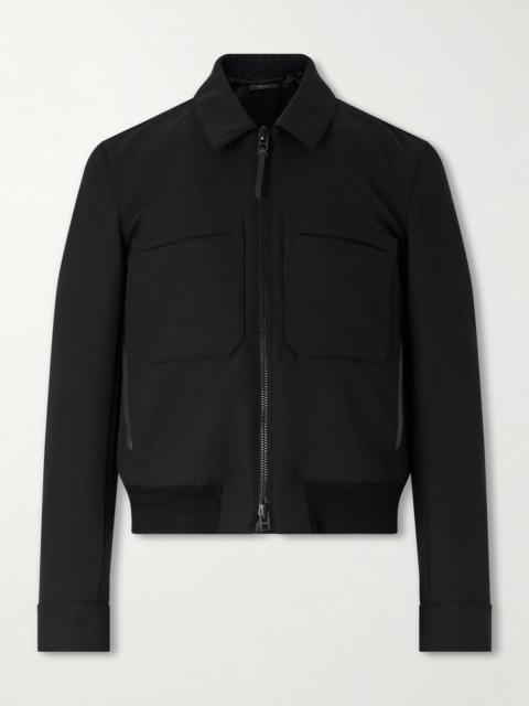 TOM FORD Leather-Trimmed Wool and Silk-Blend Jacket