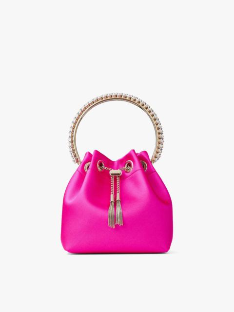 JIMMY CHOO Bon Bon
Fuchsia Satin Bag with Crystal Handle