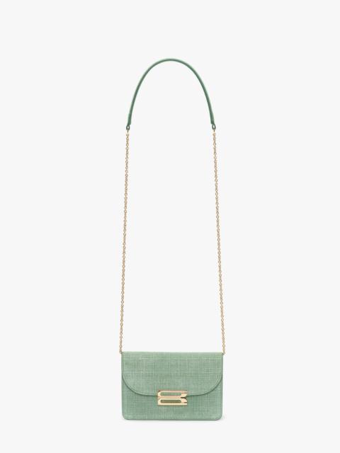 Victoria Beckham Nano Dorian Bag With Chain In Light Green Chambray Effect Suede