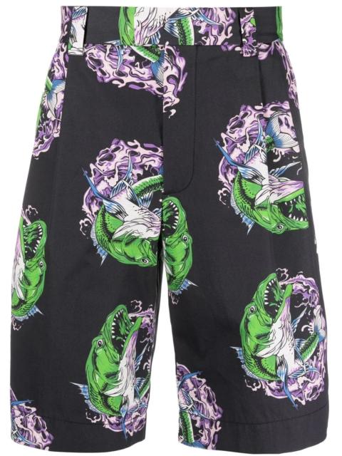 MSGM graphic-print straight-leg shorts