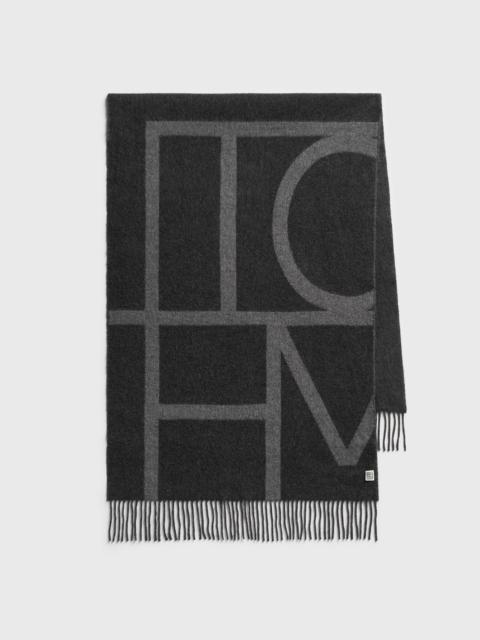TOTEME Monogram brushed wool scarf grey melange