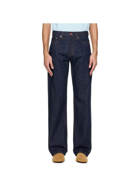 CASABLANCA Navy Selvedge Embroidered Laurel Jeans