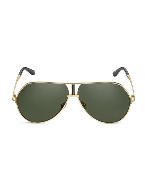 TOM FORD Women's Rickie 63MM Navigator Sunglasses - Havana Gold Green
