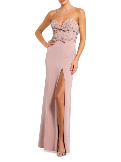 MAC DUGGAL Women's Prom Strapless Crepe Fitted Rhinestone Gown - Dusty Rose