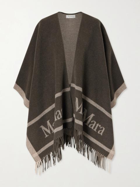 Max Mara Fringed Wool-jacquard Cape