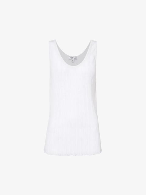 Pleated sleeveless knitted top