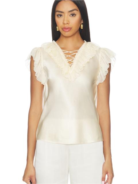 ULLA JOHNSON Ilyana Sleeveless Silk Top With Lace Up