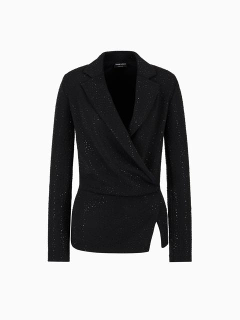 GIORGIO ARMANI ASV viscose single-breasted jacket with all-over embroidery
