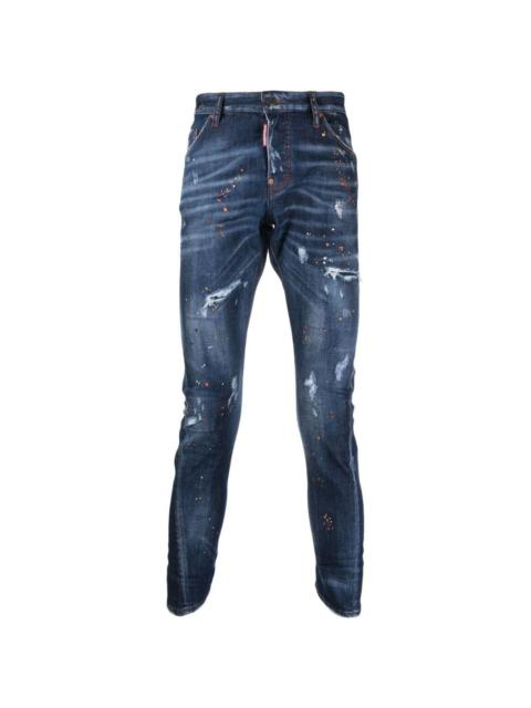 paint-splatter skinny jeans