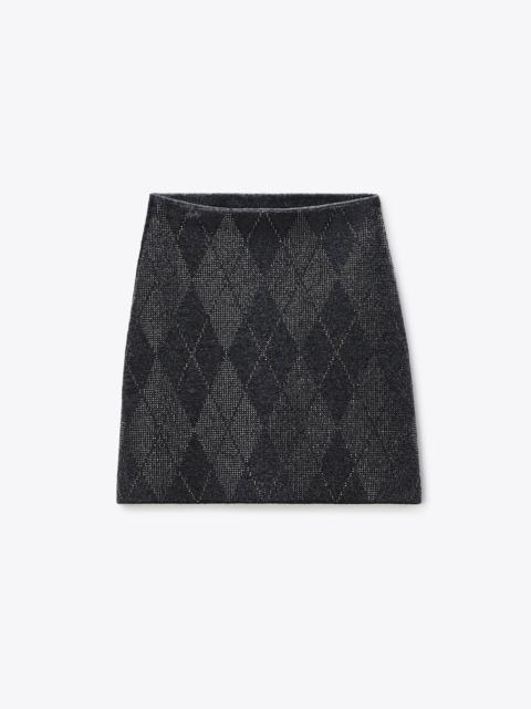Alexander Wang Crystal Hotfix Argyle Wool-Blend Tennis Skirt