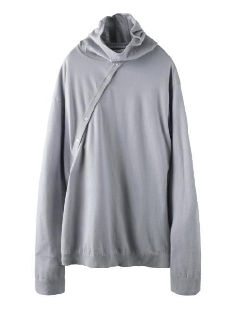 POST ARCHIVE FACTION (PAF) 8.0 KNIT HOODIE CENTER (LIGHT GREY)