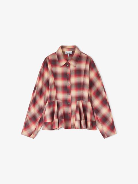 GANNI SHIRT IN RED CHECK FLANNEL