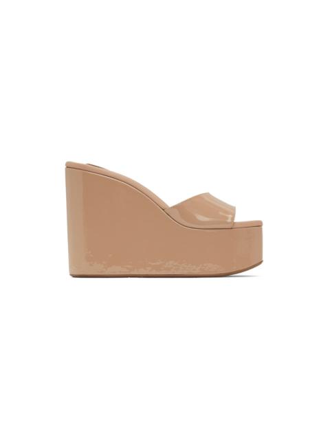 Pink Platform Wedge Mules