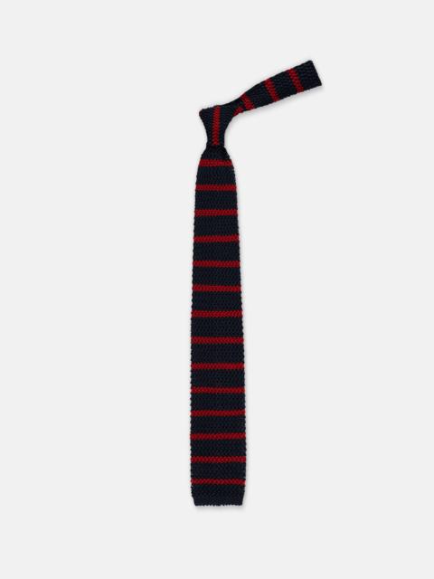 J. PRESS MADE-IN-ITALY NAVY & BURGUNDY BAR STRIPE SILK KNIT TIE