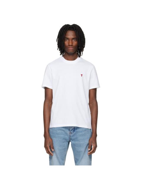 AMI Paris White Cotton Ami de Coeur T-shirt