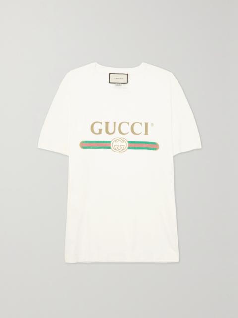 GUCCI Oversized Appliquéd Printed Cotton-jersey T-shirt