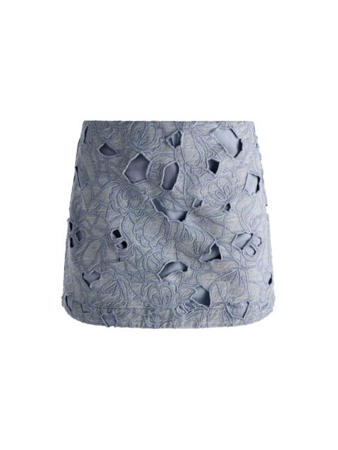 Alice + Olivia RUBI LASER-CUT DENIM SKIRT