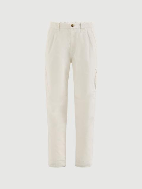 Brunello Cucinelli Peached cotton gabardine trousers with zipped pocket