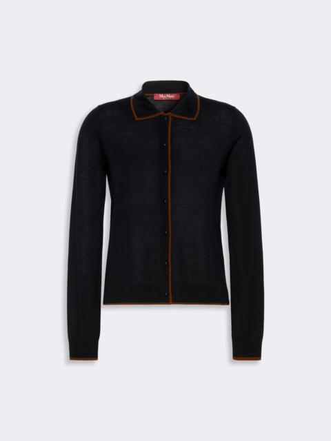 Max Mara TARGA Wool and silk yarn cardigan - NAVY