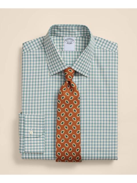 Brooks Brothers Supima® Cotton Non-Iron Pinpoint Oxford Ainsley Collar, Windowpane Dress Shirt