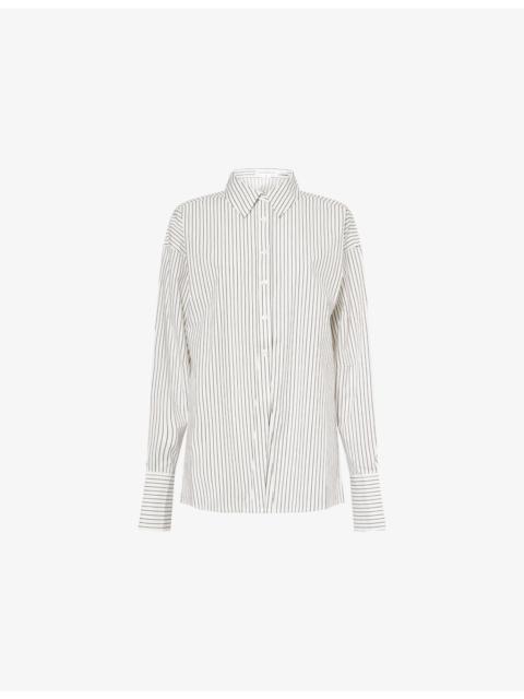 GOOD AMERICAN Tie-Back Striped Stretch-Cotton Shirt