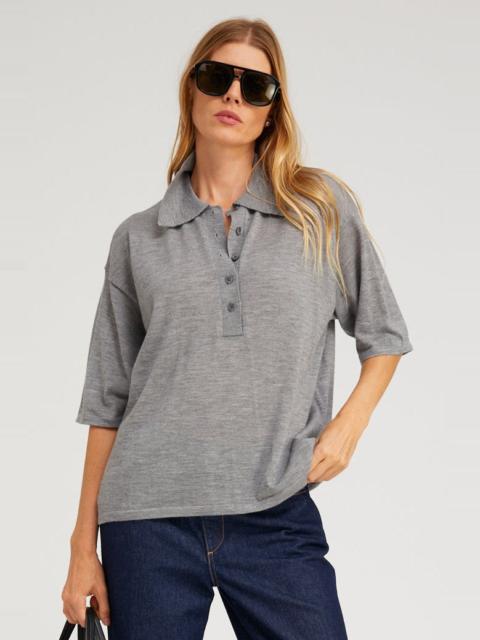 SPRWMN GREY CASHMERE OVERSIZED POLO