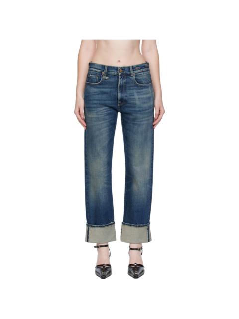 R13 Blue Cuffed Romeo Jeans