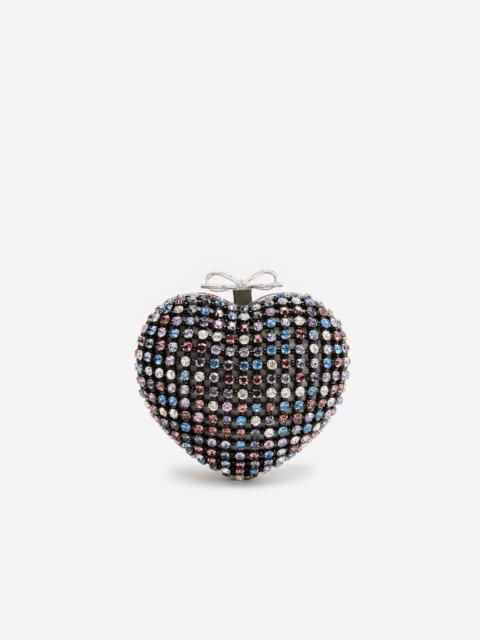 self-portrait Multi Crystal Heart Clutch