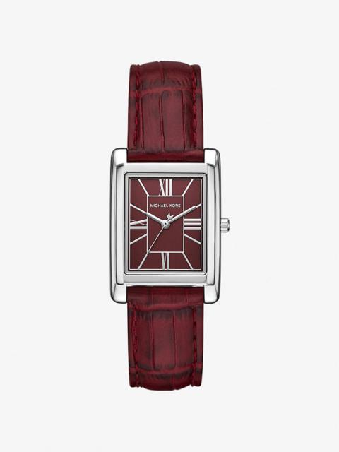 MICHAEL KORS Essex Silver-Tone and Crocodile Embossed Leather Watch