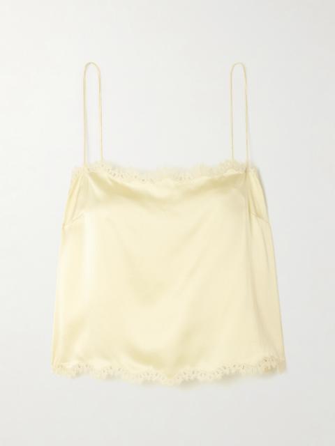 DÔEN Loure Lace-trimmed Silk-satin Top