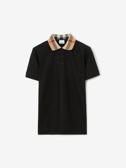 Check Collar Cotton Polo Shirt