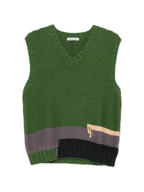 YMC V-neck colour-block vest