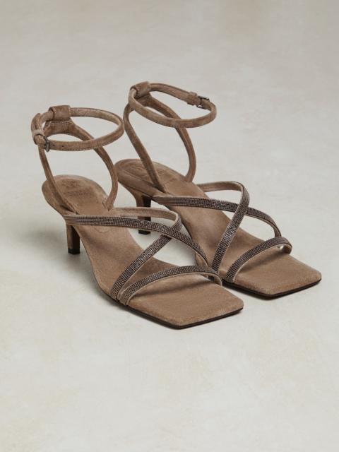 Brunello Cucinelli Suede city heels with precious straps