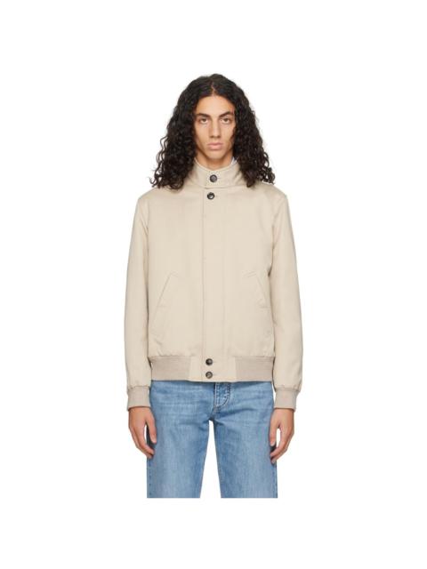 Beige Cotton Bomber Jacket