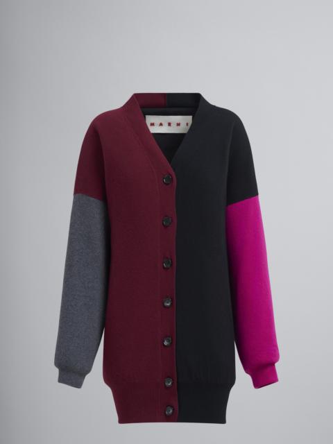 Marni COLOURBLOCK LIGHT WOOL AND CASHMERE PADDED CARDIGAN
