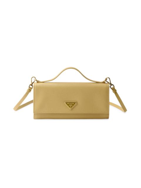 Prada Women's Saffiano Leather Wallet with Shoulder Strap - Yellow
