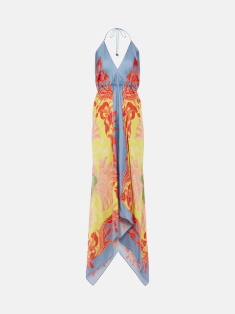 Etro Printed halterneck silk beach dress