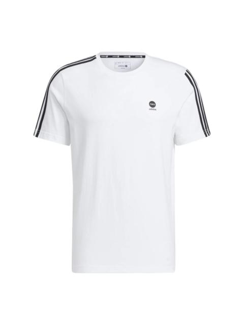 adidas neo Logo Printing Round Neck Sports Short Sleeve White T-Shirt HN8778