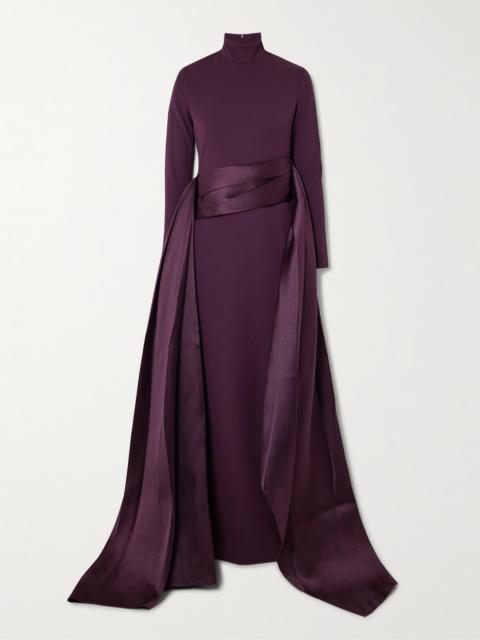SOLACE LONDON Olivia Crepe And Draped Satin-twill Gown