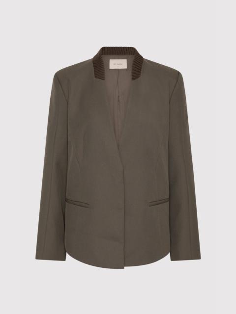 ST. AGNI Rib Collar Blazer - Khaki