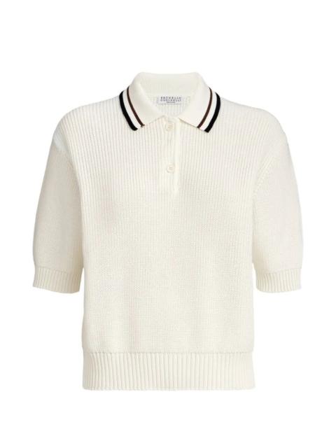 Brunello Cucinelli Rib Knit Polo Sweater