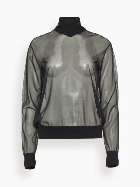 MARIA McMANUS Sheer Mock Neck Top in Black