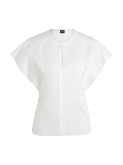 BOSS FRILL-SLEEVE BLOUSE WITH CROCHET-STYLE TRIMS