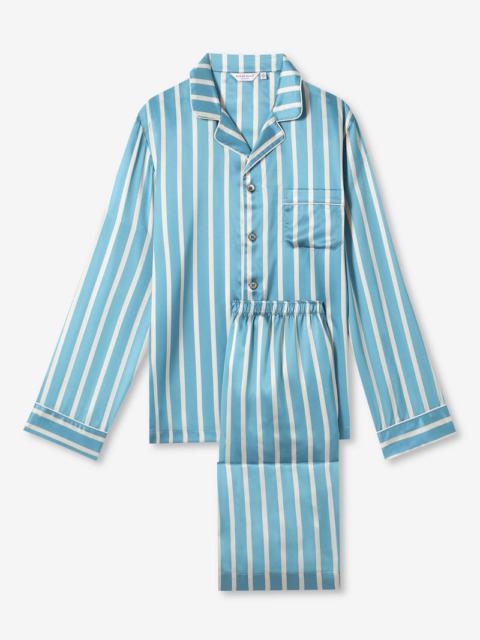 Derek Rose Men's Pyjamas Brindisi 88 Silk Satin Blue