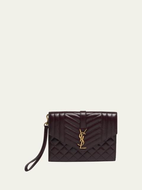 SAINT LAURENT YSL Envelope Flap Pouch in Quilted Leather