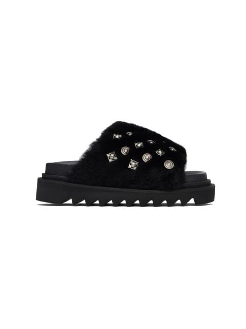 TOGA PULLA Black Fur Concho Slippers