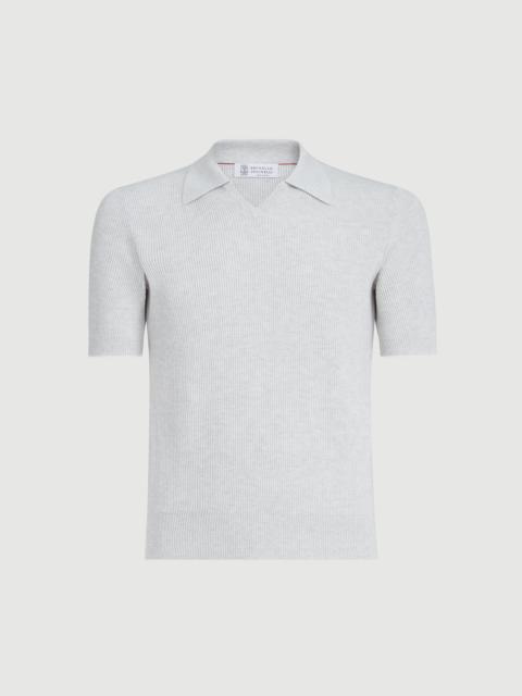 Brunello Cucinelli Cotton English rib knit polo