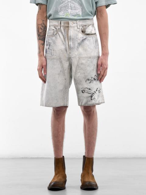 Paly White Leather Holy Mountain Shorts