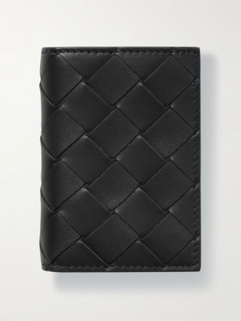 Bottega Veneta Intrecciato Leather Trifold Wallet Black